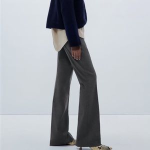 ZARA Flared High-Waisted Pants Color-Gray Marl Size-XL NWT